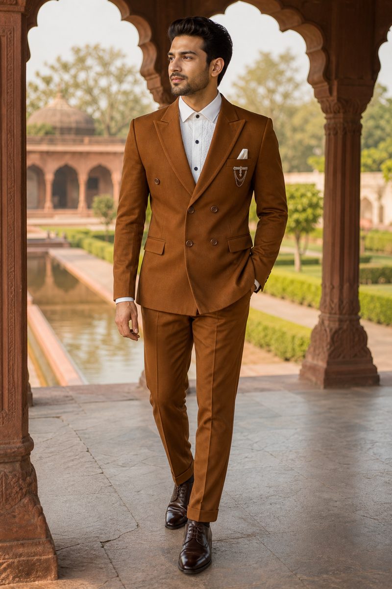 Cognac brown suit