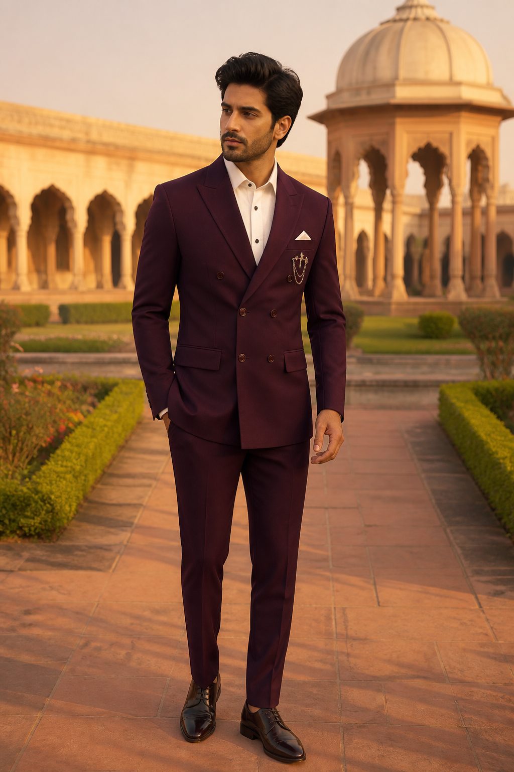 Burgundy wine suit for the winter cluster