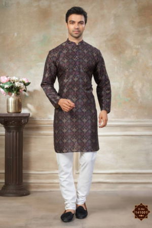 Royal Silk Print Kurta Set