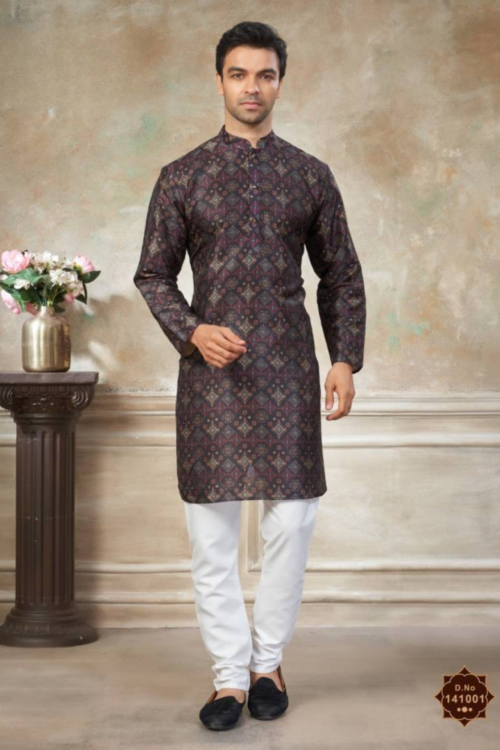 Royal Silk Print Kurta Set