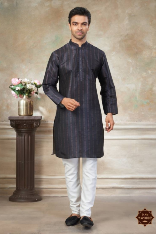 Royal silk print kurta pajama