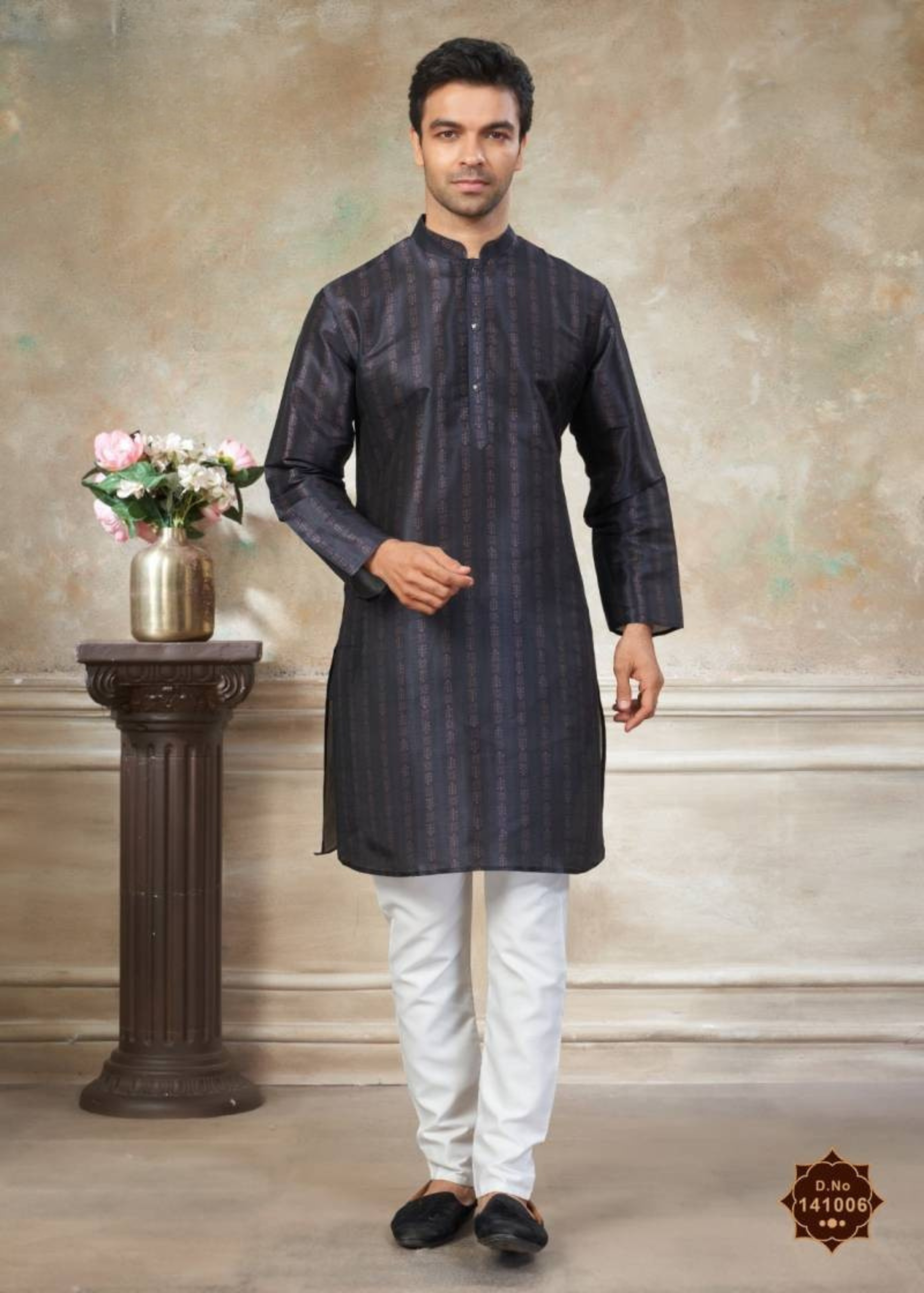 Royal silk print kurta pajama